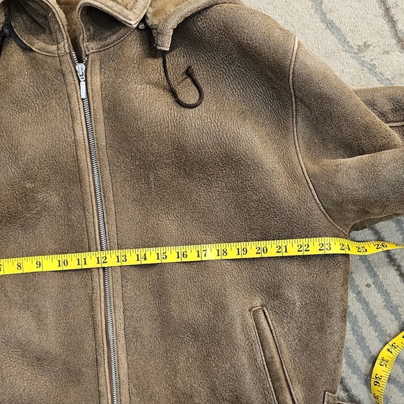 DAREK SIMSEK Collectione SZ-L,leather sheepskin coat with natural fur hood - Picture 10 of 12